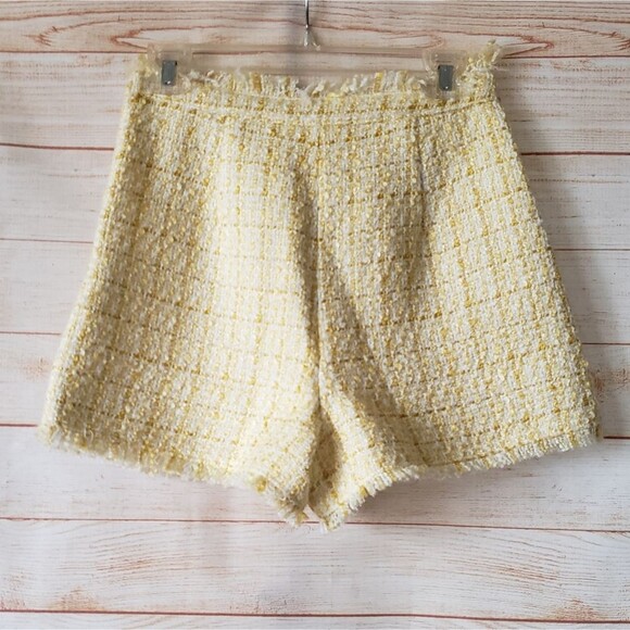 Cinq a Sept Coronado High Waist Woven Checkered Tweed Shorts Yellow Size 4 - Picture 8 of 11